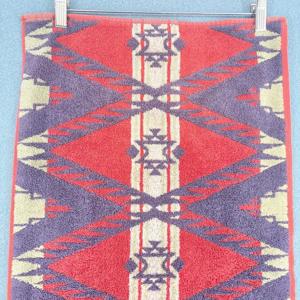 Ralph Lauren Southwestern Geometric Hand Towel Red Purple 100% Cotton USA Made